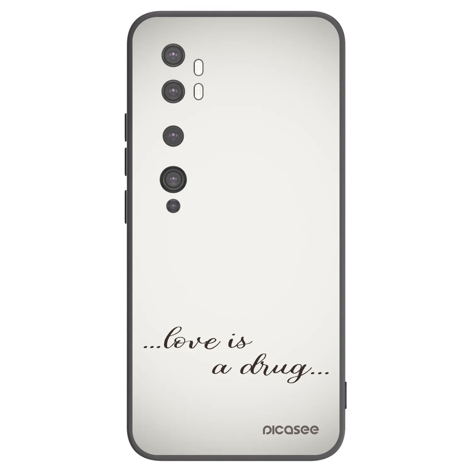 Picasee silikonski črni ovitek za Xiaomi Mi Note 10 (Pro) - Love is a drug
