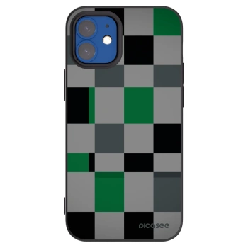 Picasee silikonski črni ovitek za Apple iPhone 12 mini - Block Grid