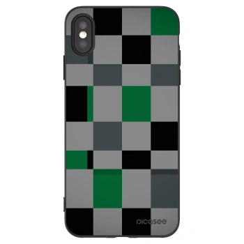 Picasee silikonski črni ovitek za Apple iPhone XS Max - Block Grid