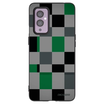 Picasee silikonski črni ovitek za OnePlus 9 - Block Grid