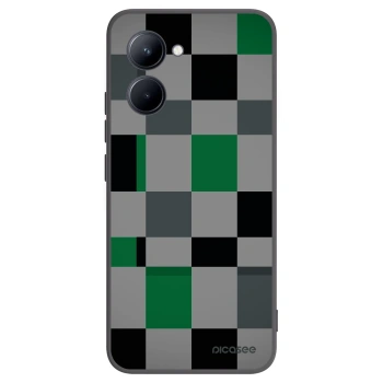 Picasee silikonski črni ovitek za Realme C33 (2023) - Block Grid