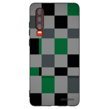 Picasee silikonski črni ovitek za Huawei P30 - Block Grid