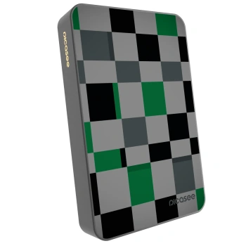 Picasee Prenosna baterija z MagSafe 10 000 mAh Siva - Block Grid