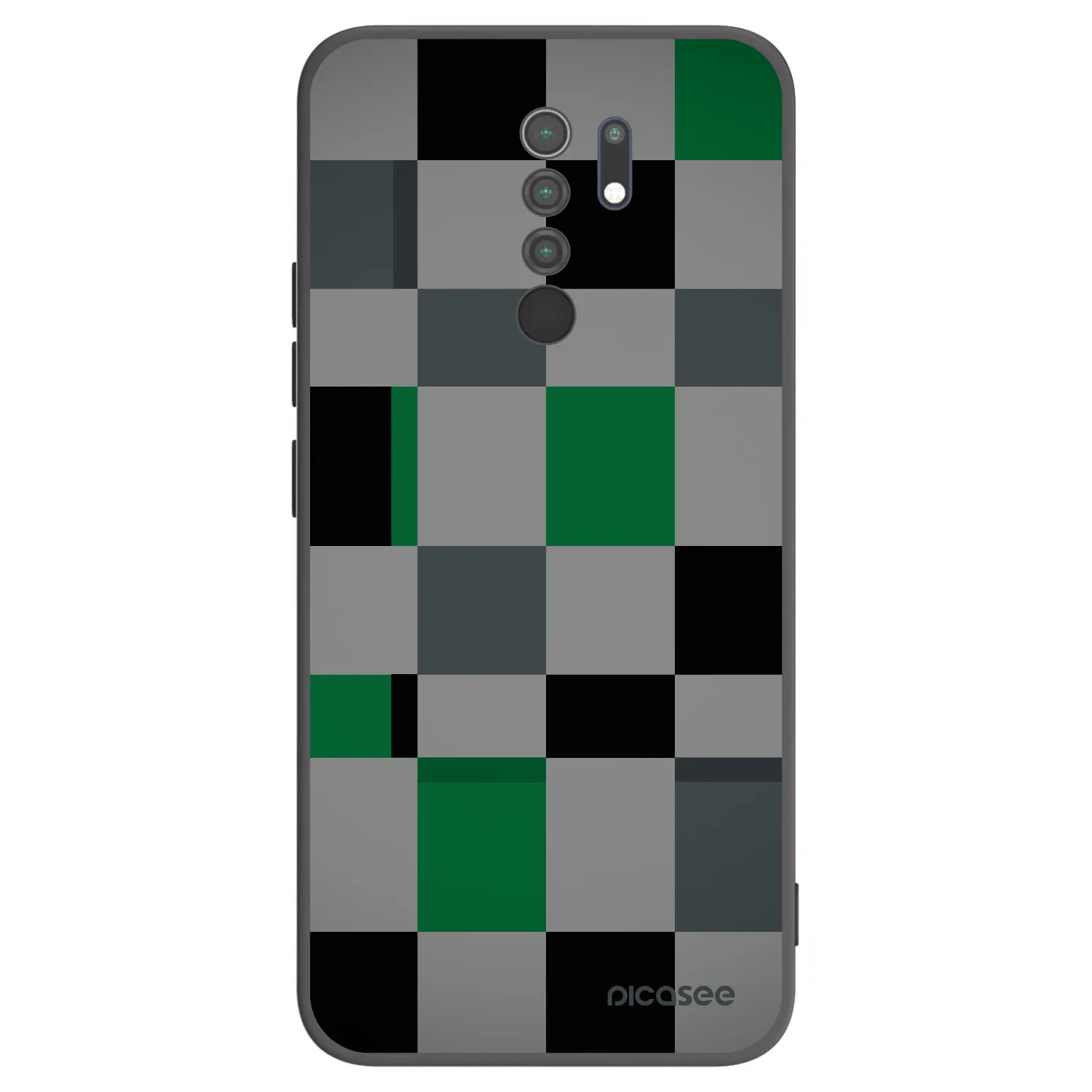 Picasee silikonski črni ovitek za Xiaomi Redmi 9 - Block Grid
