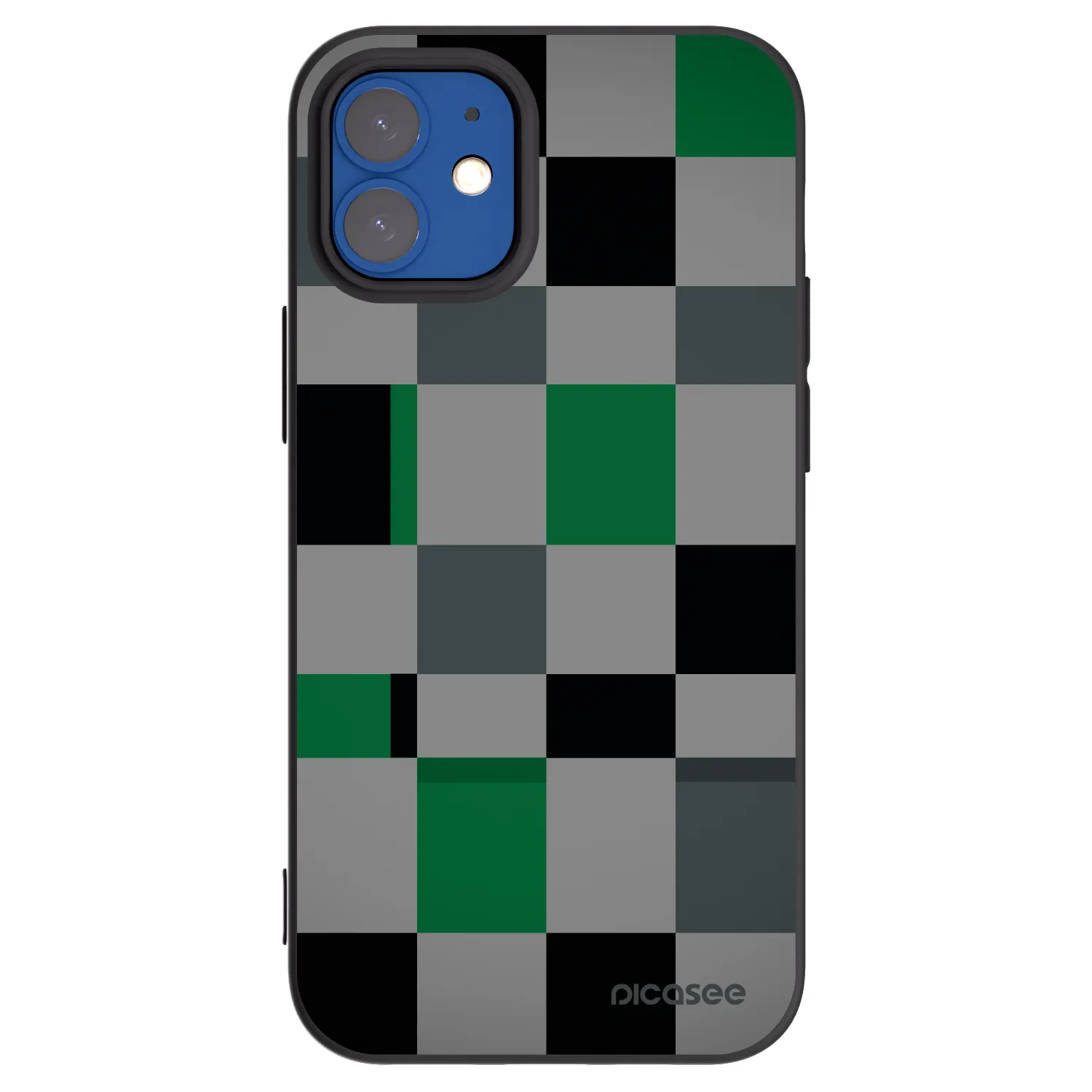 Picasee silikonski črni ovitek za Apple iPhone 12 mini - Block Grid