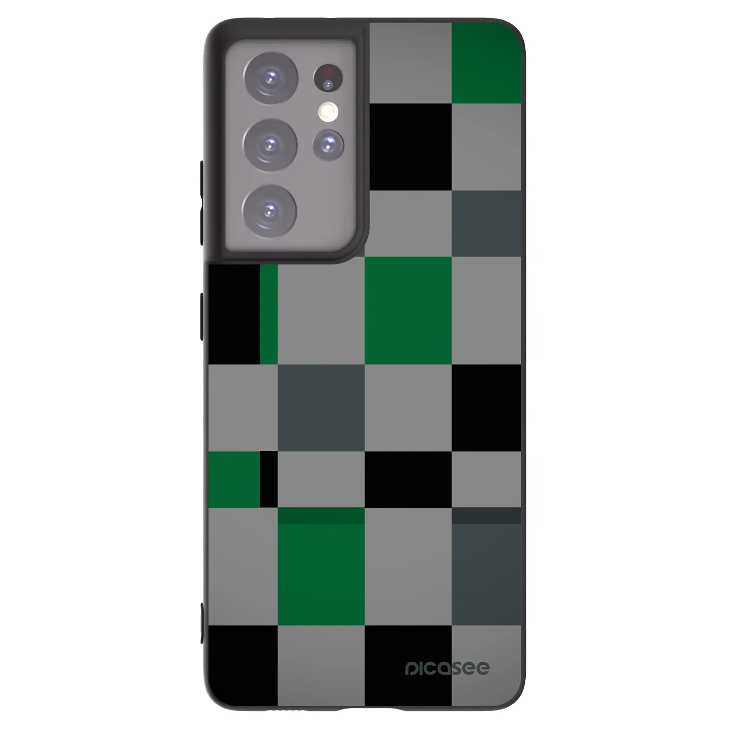 Picasee silikonski črni ovitek za Samsung Galaxy S21 Ultra 5G G998B - Block Grid