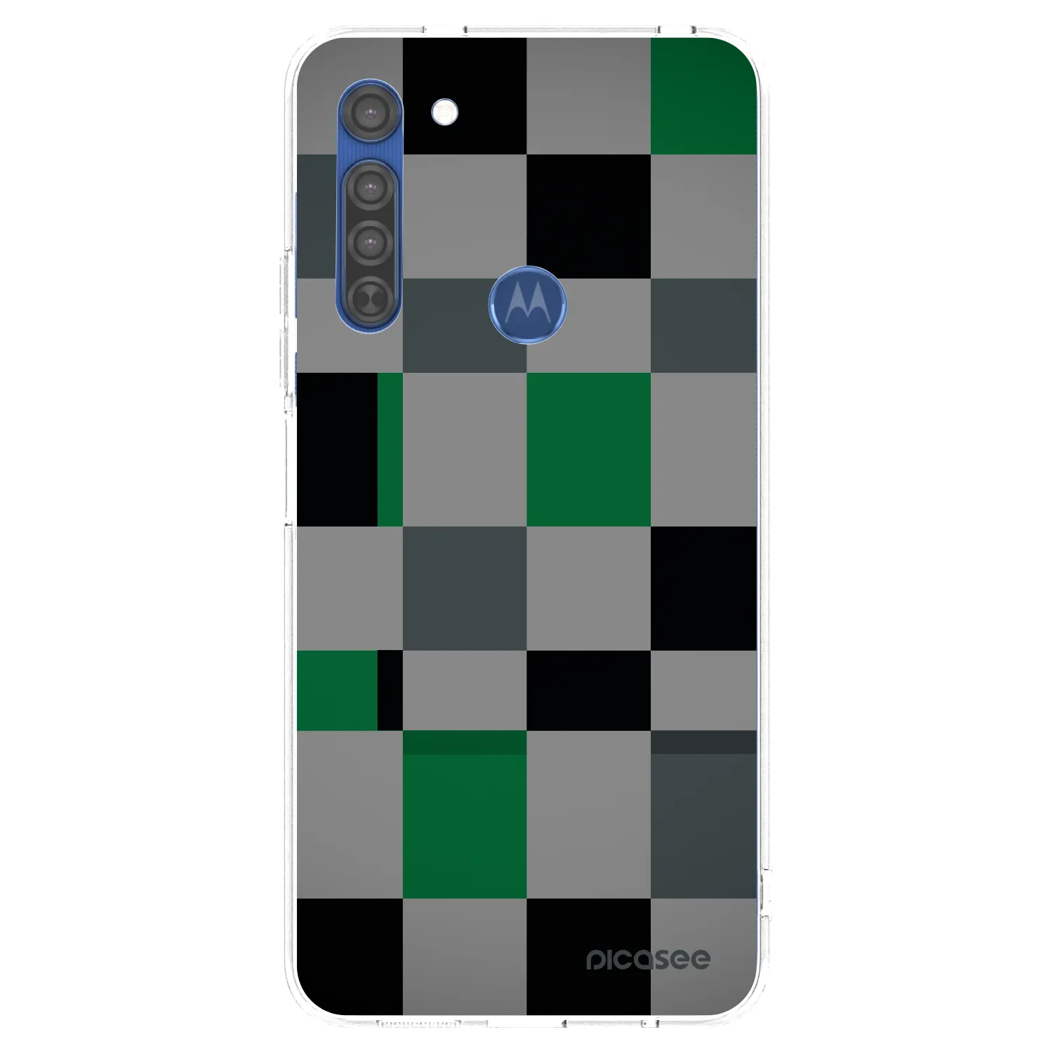 Picasee silikonski prozorni ovitek za Motorola Moto G8 - Block Grid
