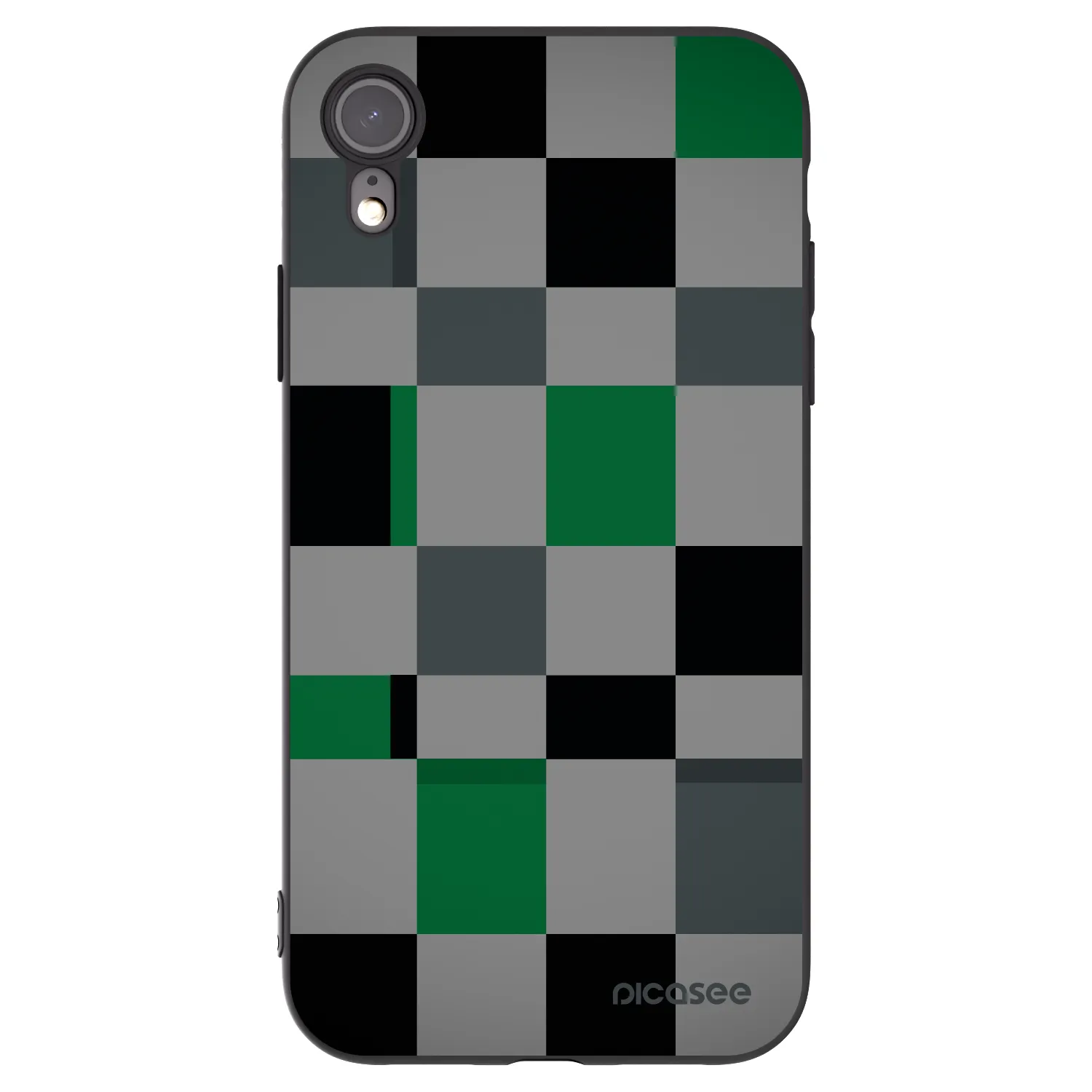 Picasee silikonski črni ovitek za Apple iPhone XR - Block Grid