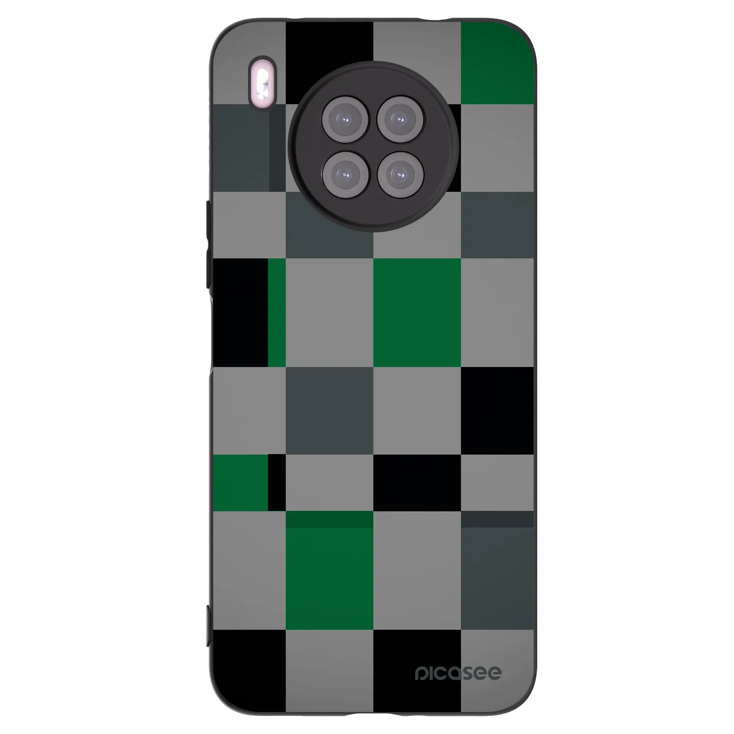 Picasee silikonski črni ovitek za Huawei Nova 8i - Block Grid