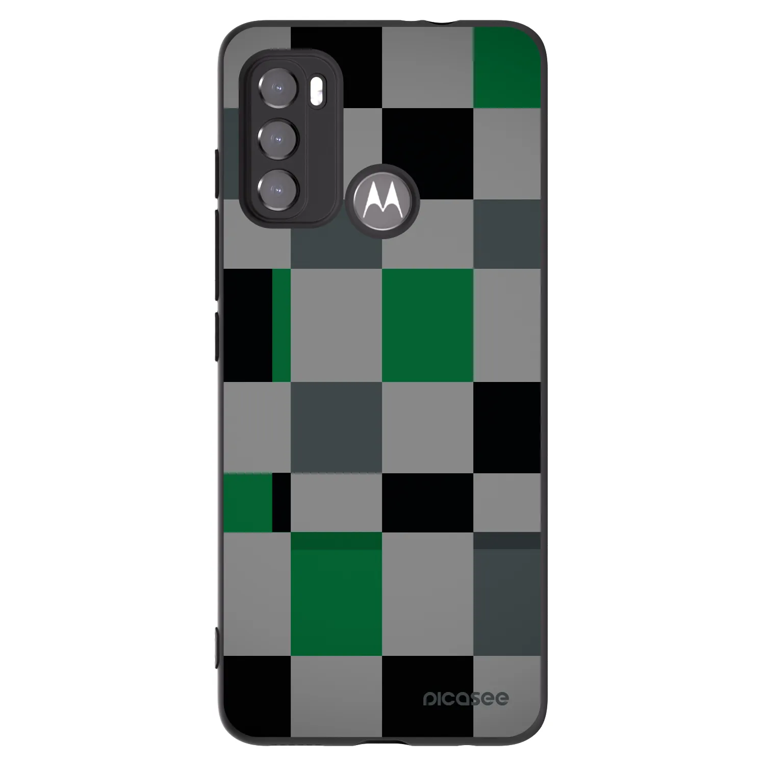 Picasee silikonski črni ovitek za Motorola Moto G60 - Block Grid