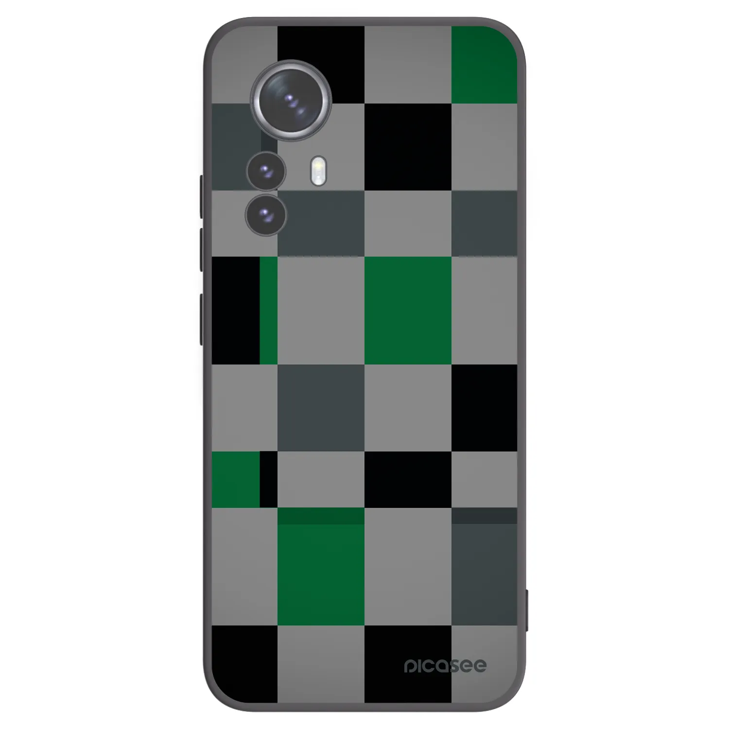 Picasee silikonski črni ovitek za Xiaomi 12 Pro - Block Grid