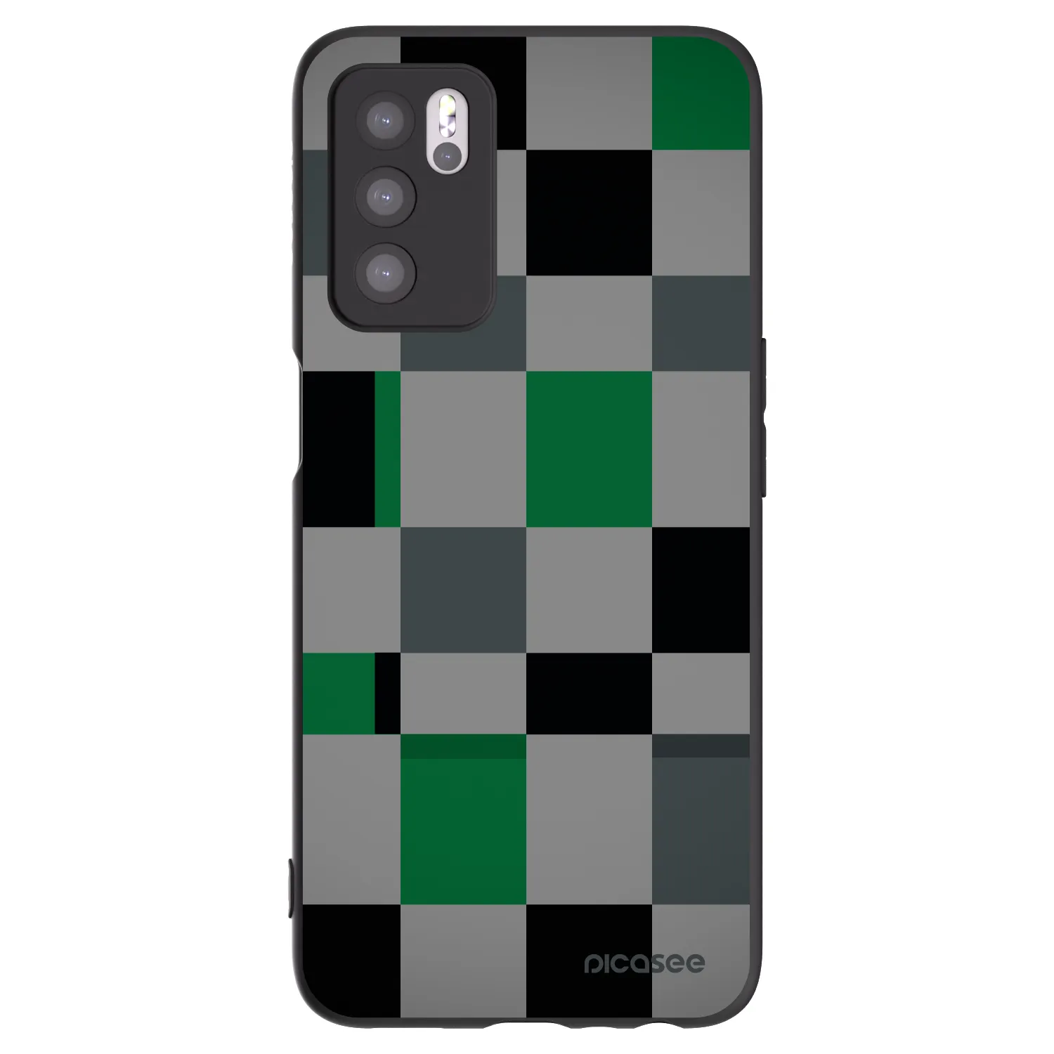 Picasee silikonski črni ovitek za OPPO A16 - Block Grid