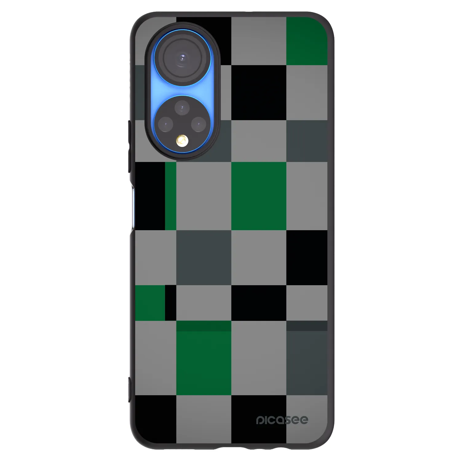 Picasee silikonski črni ovitek za Honor X7 - Block Grid