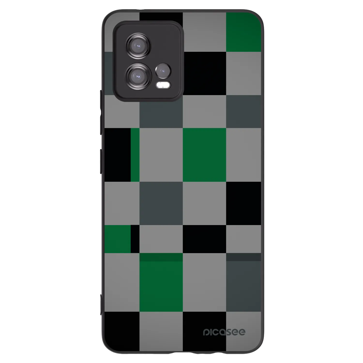 Picasee silikonski črni ovitek za Motorola Moto G72 - Block Grid