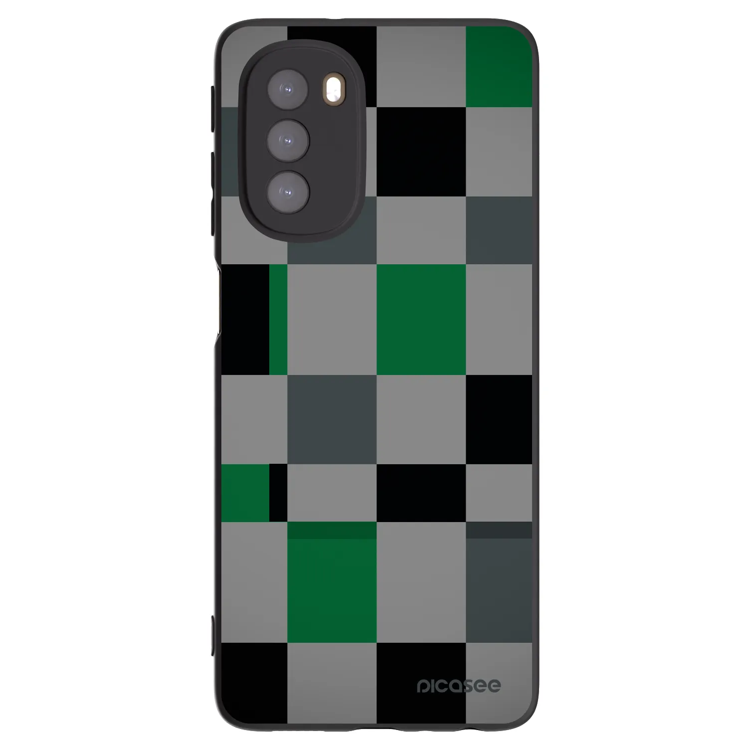 Picasee silikonski črni ovitek za Motorola Moto G51 - Block Grid