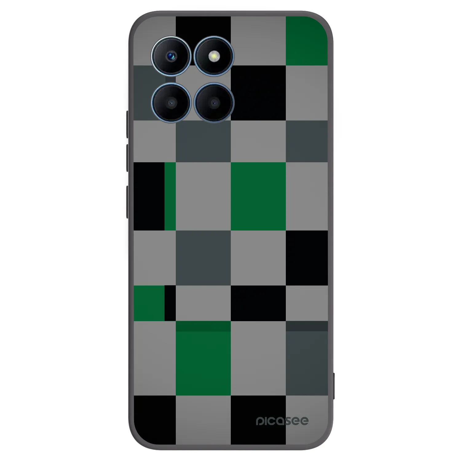 Picasee silikonski črni ovitek za Honor 70 Lite - Block Grid