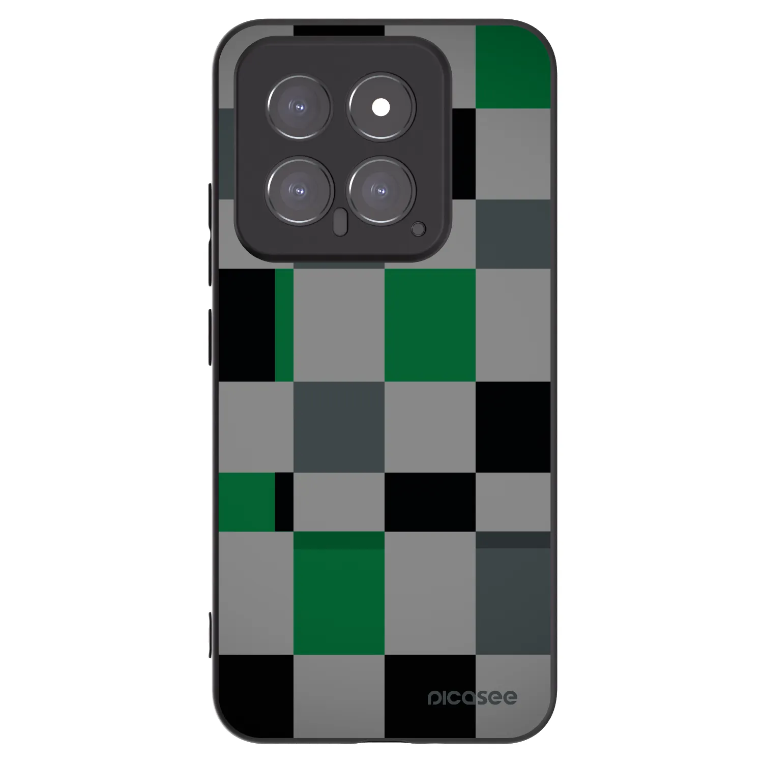 Picasee silikonski črni ovitek za Xiaomi 14 - Block Grid