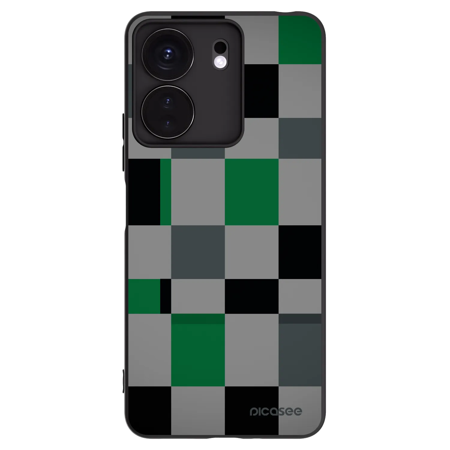 Picasee silikonski črni ovitek za Xiaomi Redmi 13C 4G - Block Grid