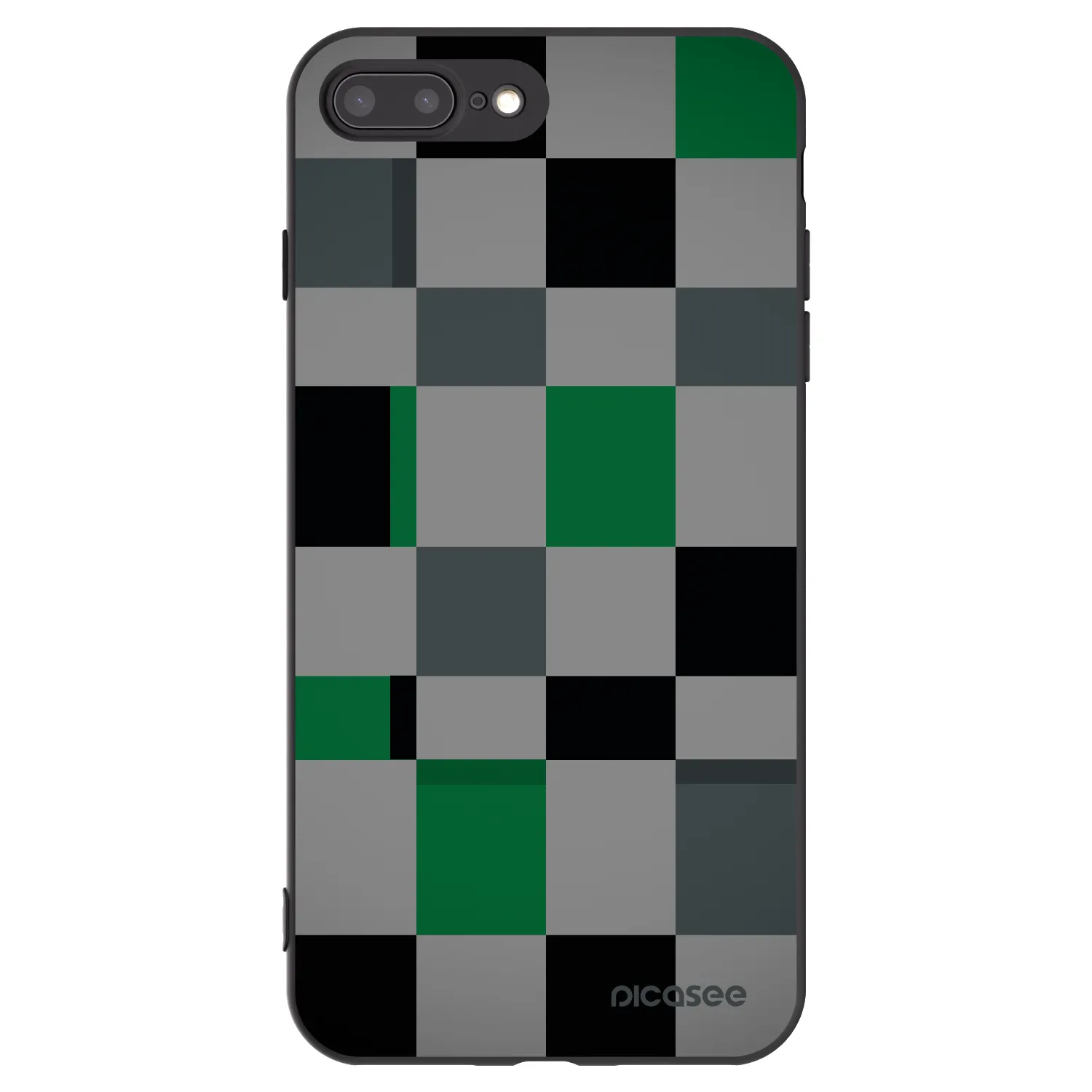 Picasee silikonski črni ovitek za Apple iPhone 7 Plus - Block Grid