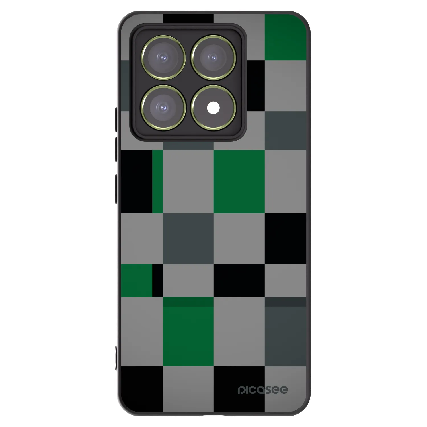 Picasee silikonski črni ovitek za Xiaomi 14T - Block Grid