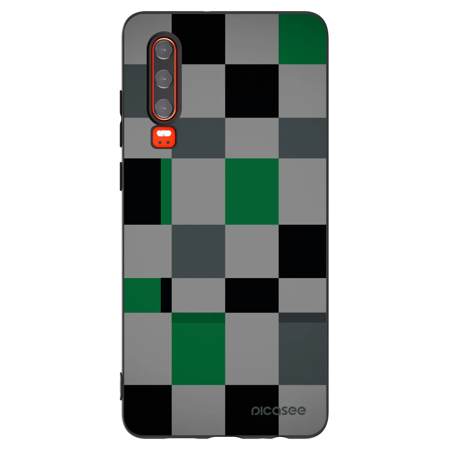 Picasee silikonski črni ovitek za Huawei P30 - Block Grid