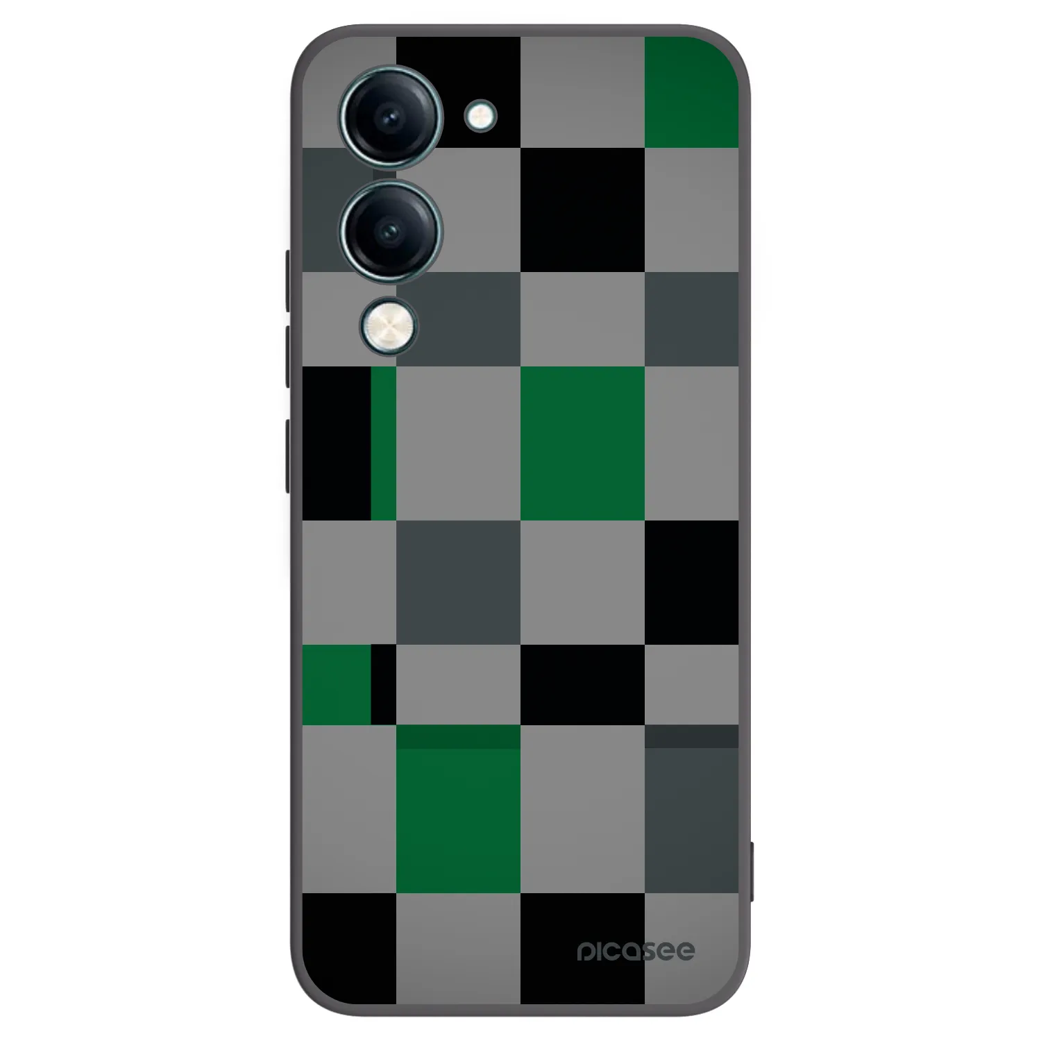 Picasee silikonski črni ovitek za Vivo Y29s 5G - Block Grid