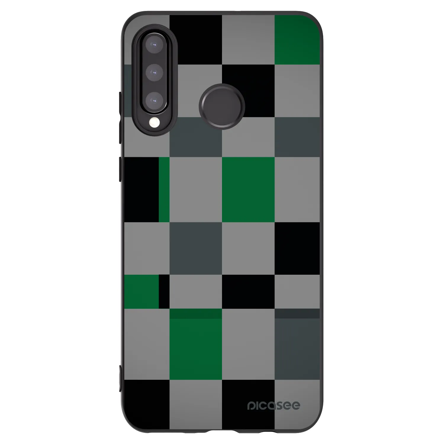 Picasee silikonski črni ovitek za Huawei P30 Lite - Block Grid