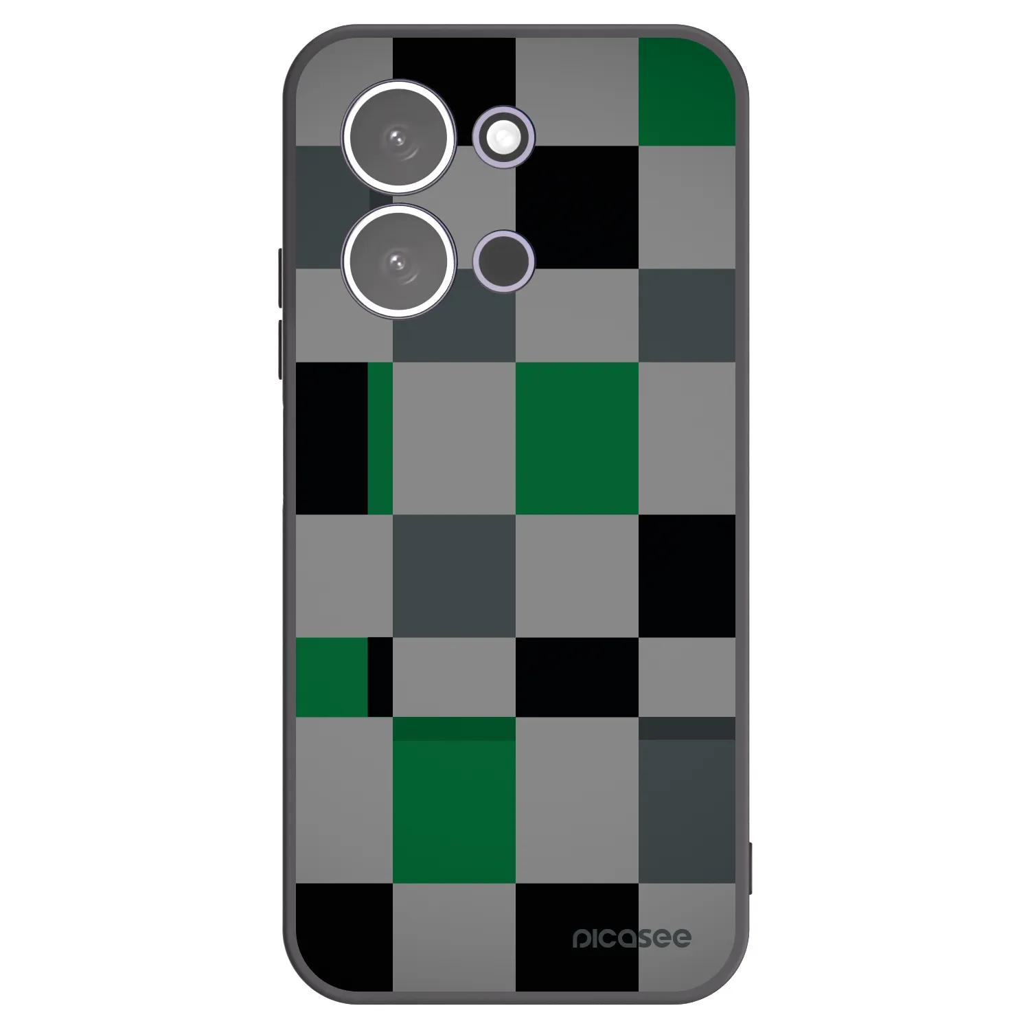 Picasee silikonski črni ovitek za Xiaomi Redmi 15C 5G - Block Grid