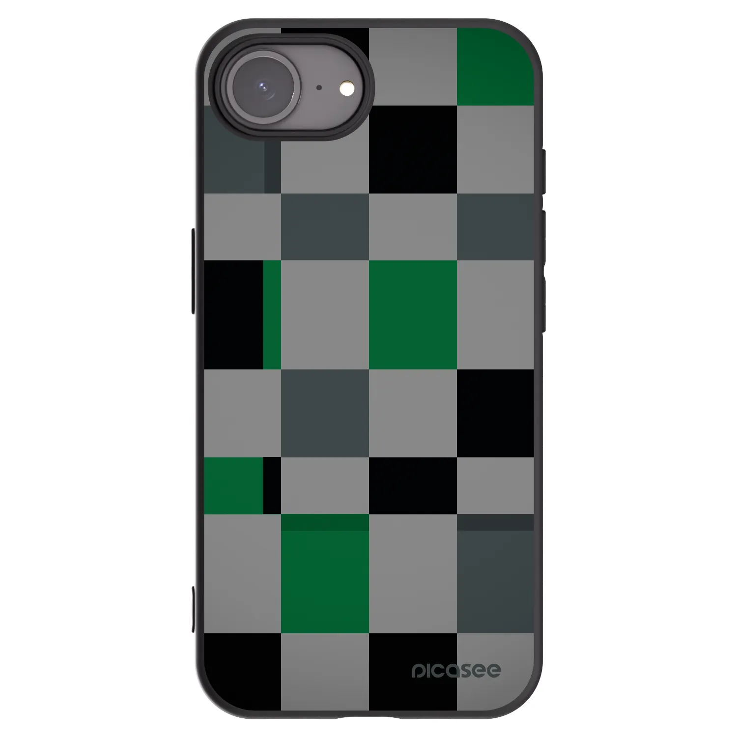 Picasee silikonski črni ovitek za Apple iPhone 17e - Block Grid