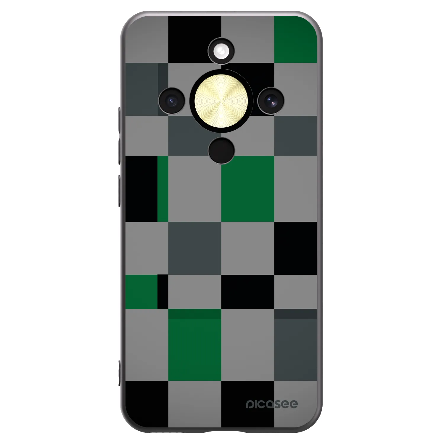 Picasee silikonski črni ovitek za Honor Magic8 Lite 5G - Block Grid