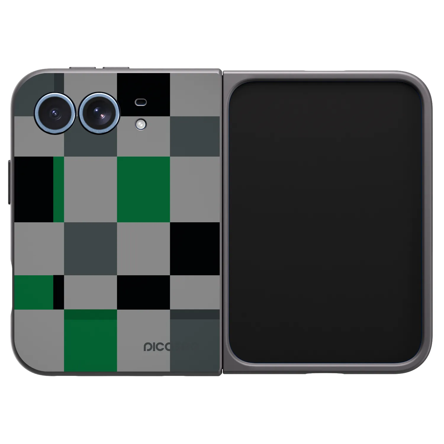 Picasee silikonski črni ovitek za Apple iPhone Duo - Block Grid