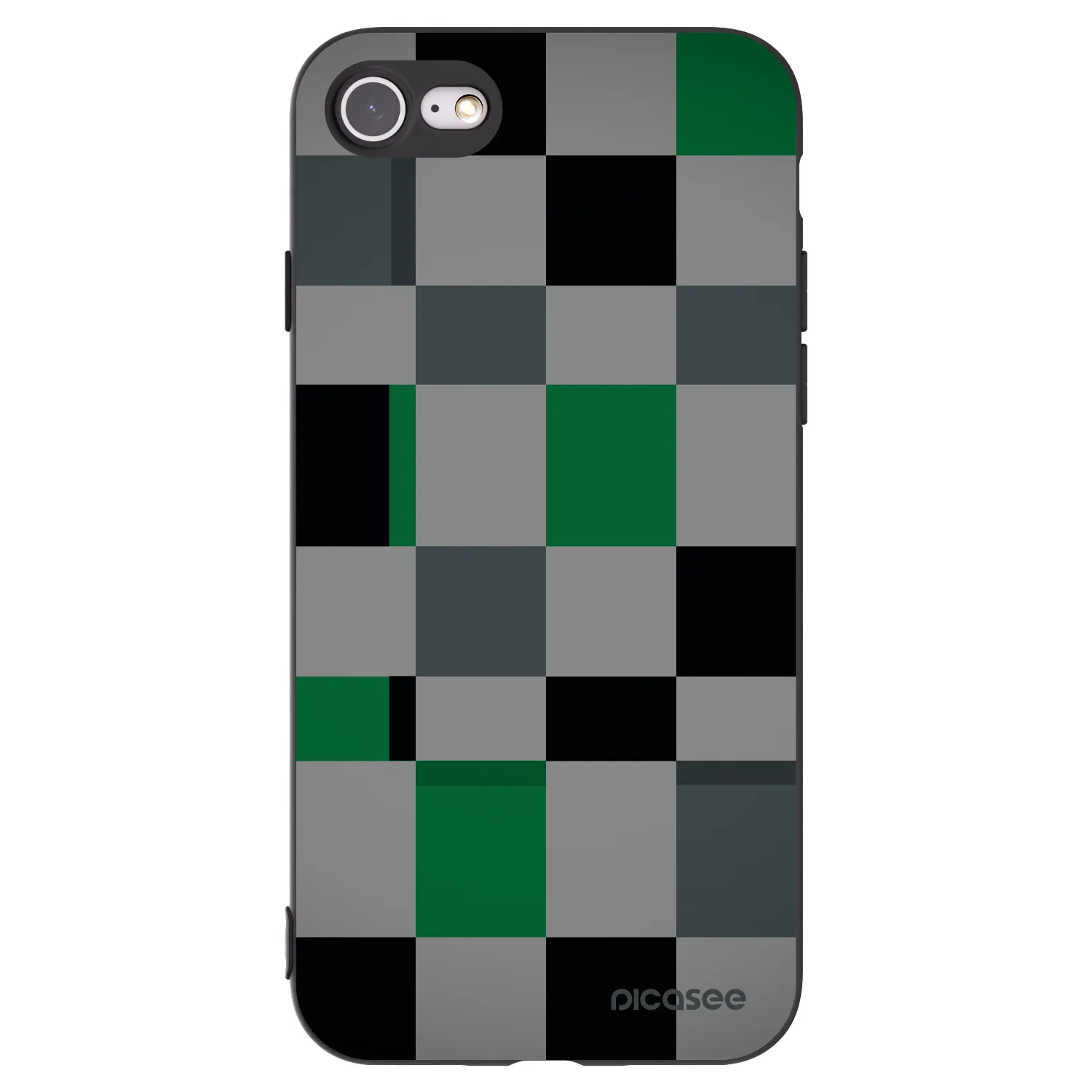 Picasee silikonski črni ovitek za Apple iPhone SE 2020 - Block Grid