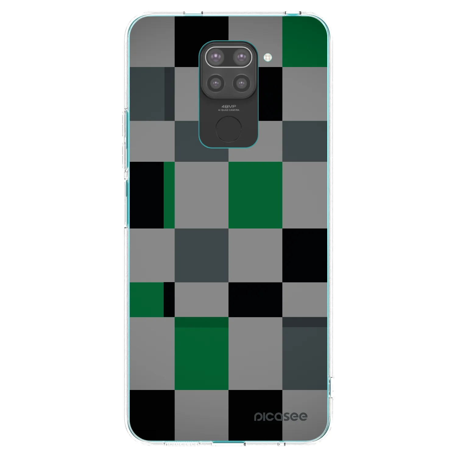 Picasee silikonski črni ovitek za Xiaomi Redmi Note 9 - Block Grid