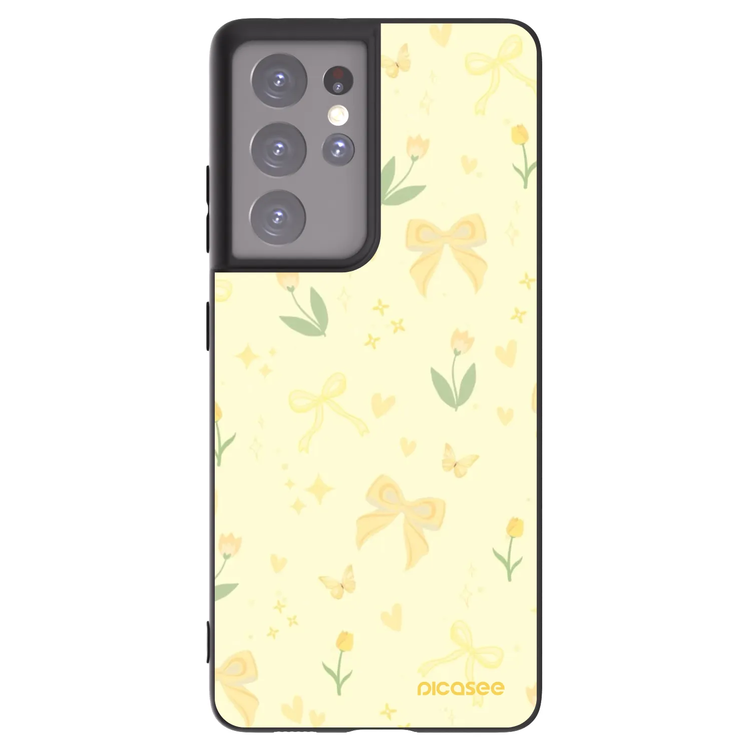 Picasee silikonski črni ovitek za Samsung Galaxy S21 Ultra 5G G998B - Honey Blossom