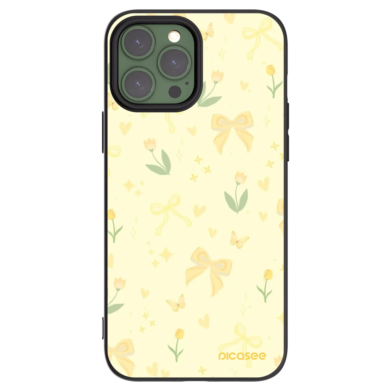Picasee silikonski črni ovitek za Apple iPhone 13 Pro Max - Honey Blossom