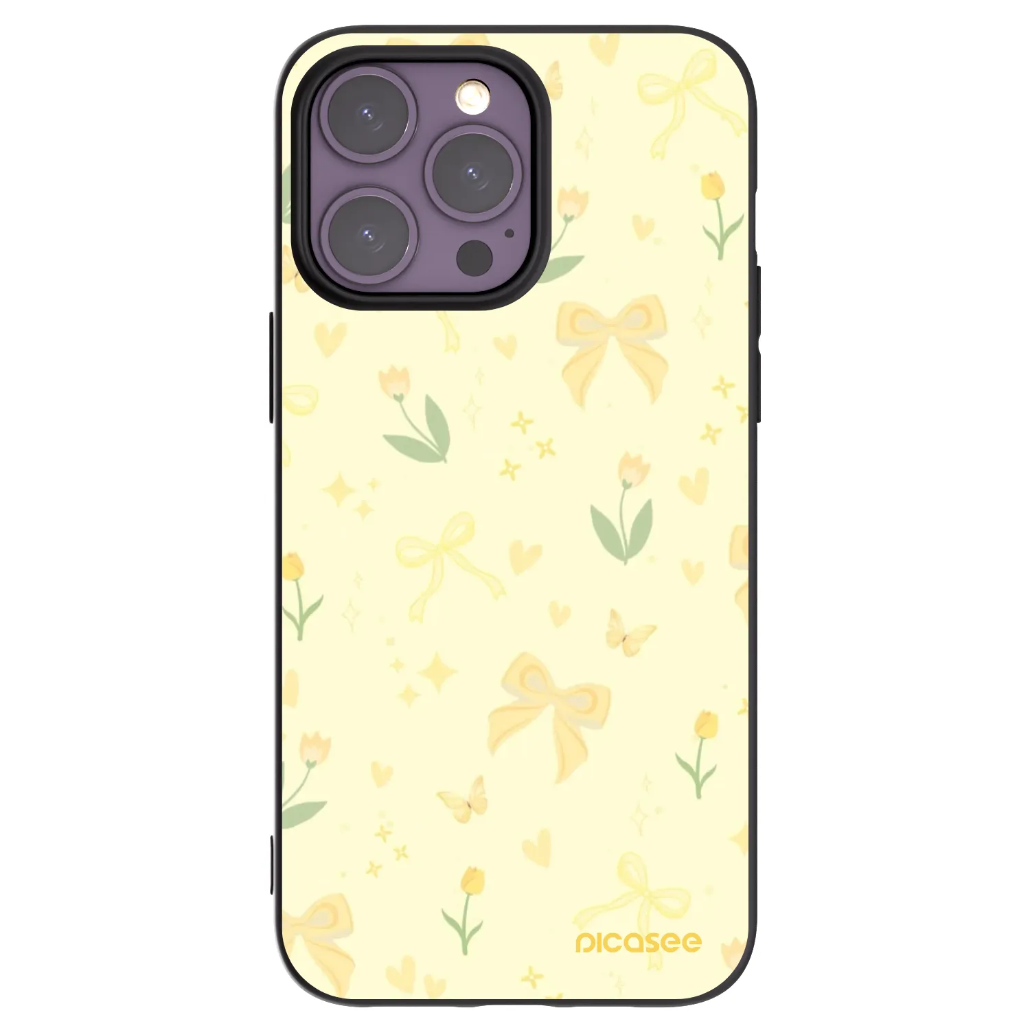 Picasee silikonski črni ovitek za Apple iPhone 14 Pro Max - Honey Blossom