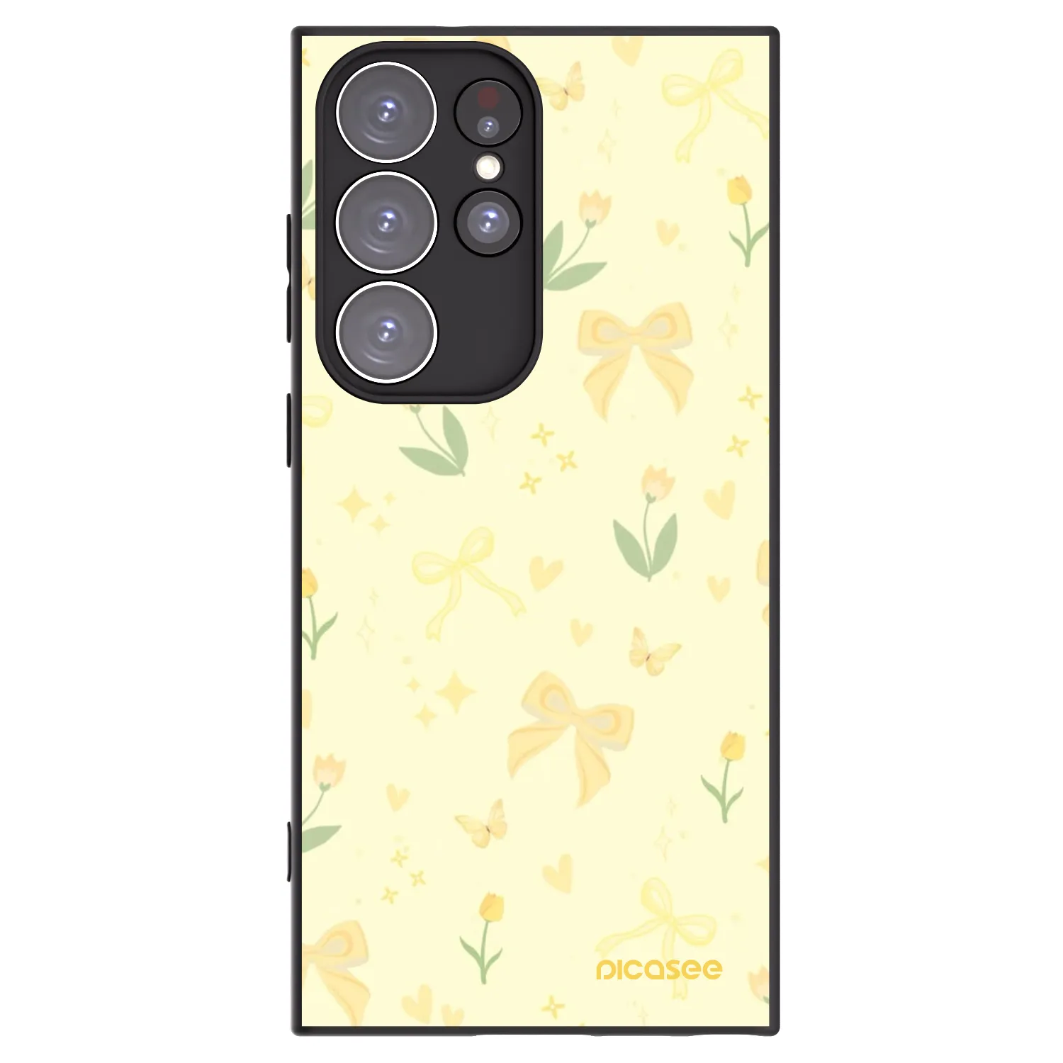 Picasee silikonski črni ovitek za Samsung Galaxy S23 Ultra 5G - Honey Blossom