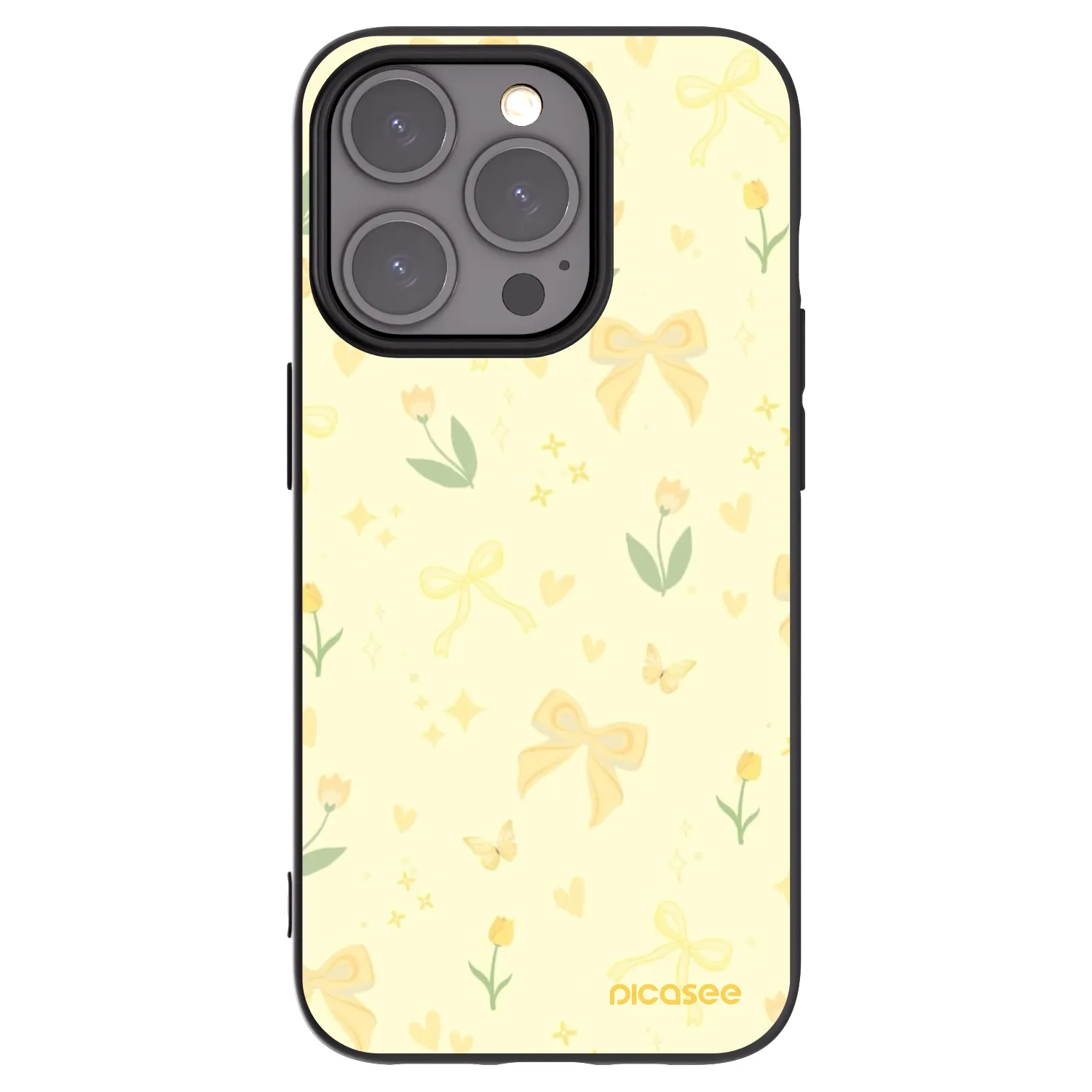 Picasee silikonski črni ovitek za Apple iPhone 15 Pro - Honey Blossom