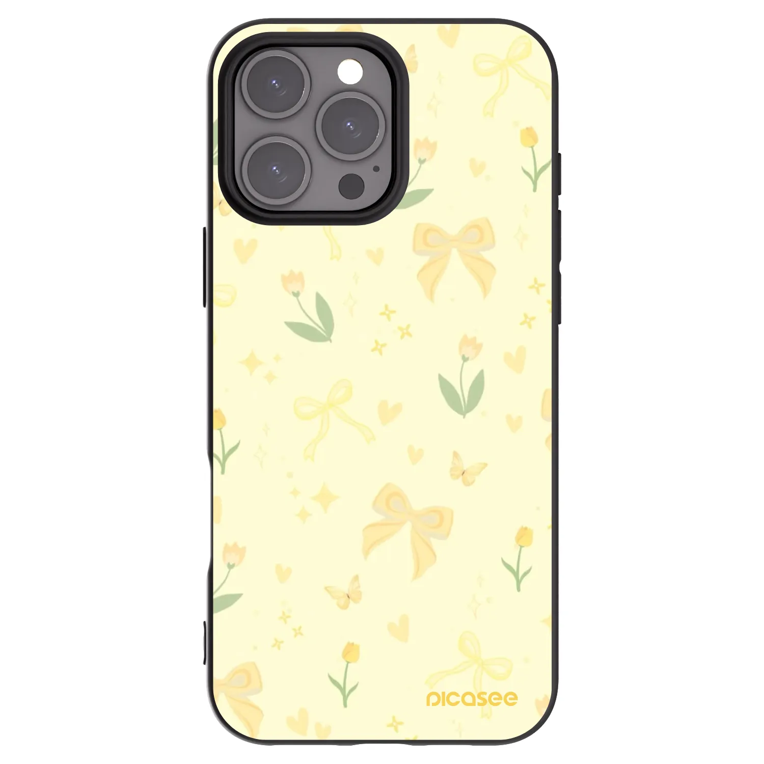 Picasee silikonski črni ovitek za Apple iPhone 16 Pro Max - Honey Blossom