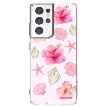 Picasee silikonski prozorni ovitek za Samsung Galaxy S21 Ultra 5G G998B - Blush Lagoon
