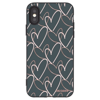 Picasee silikonski črni ovitek za Apple iPhone X/XS - Lots of love