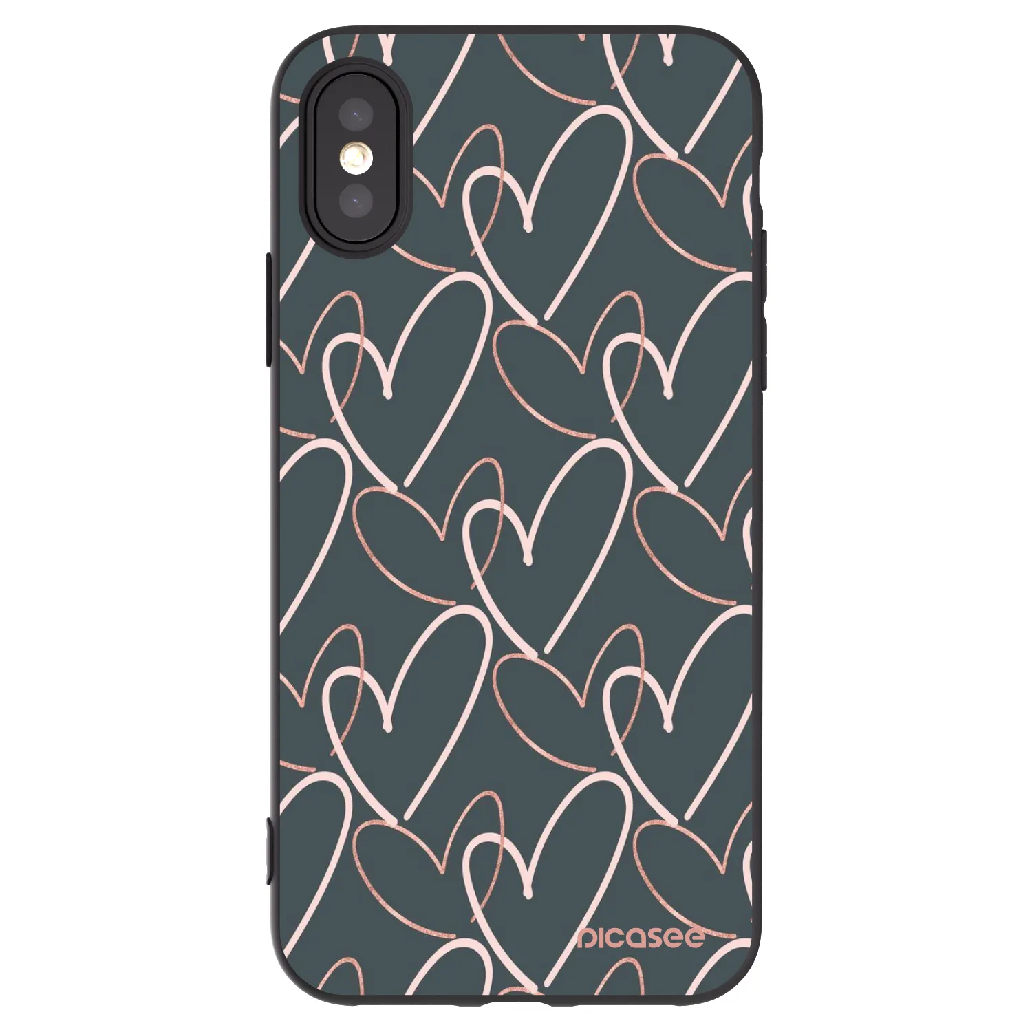Picasee silikonski črni ovitek za Apple iPhone X/XS - Lots of love