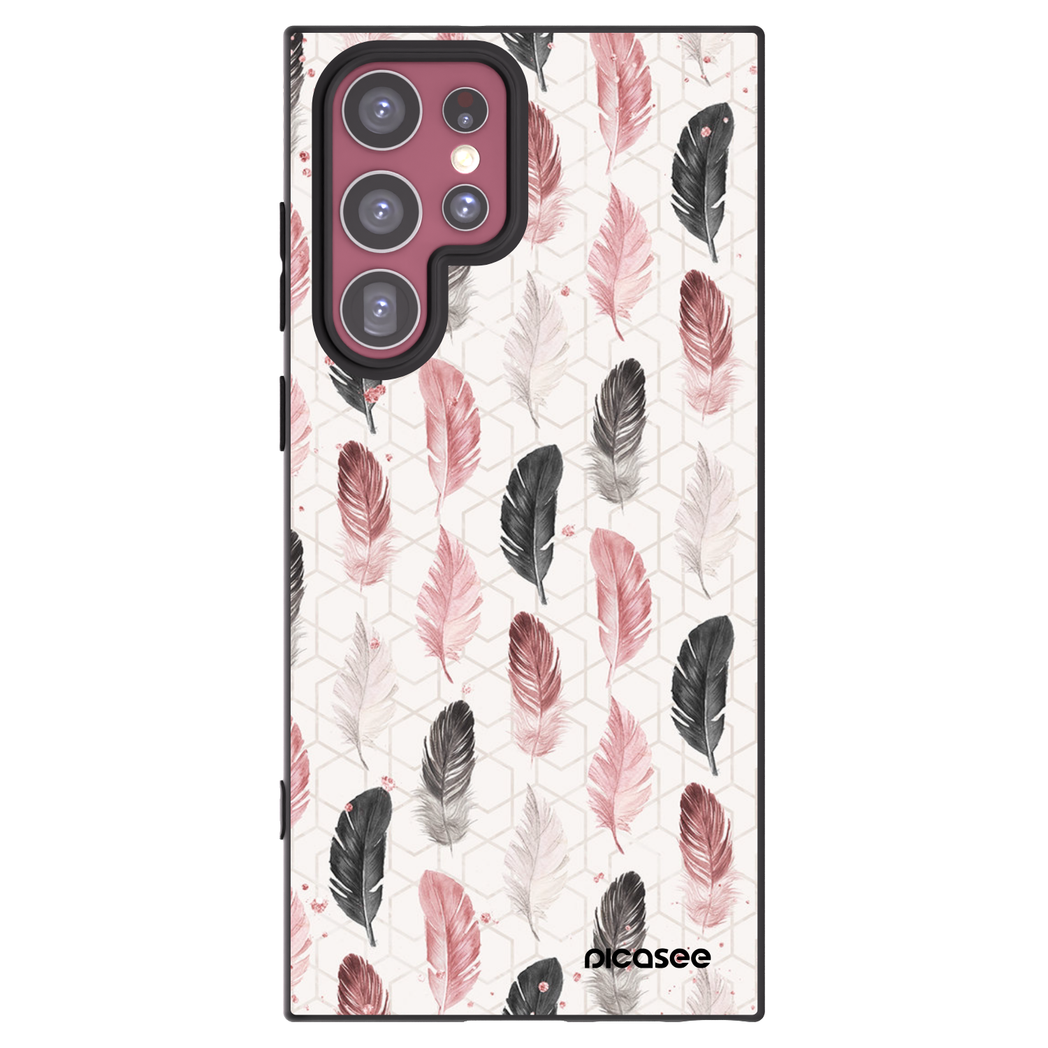 Picasee silikonski črni ovitek za Samsung Galaxy S22 Ultra 5G - Feather 2