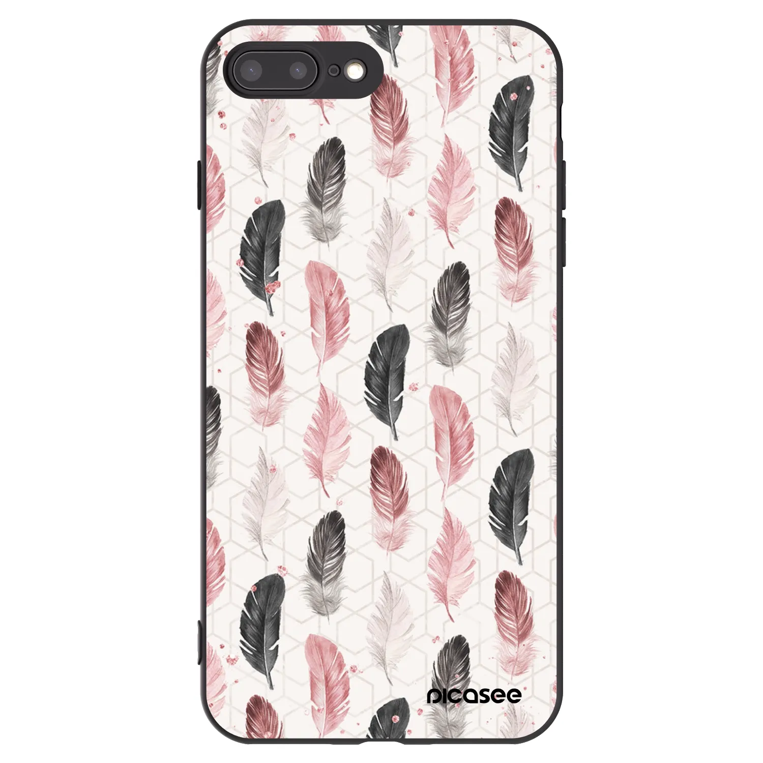 Picasee silikonski črni ovitek za Apple iPhone 8 Plus - Feather 2