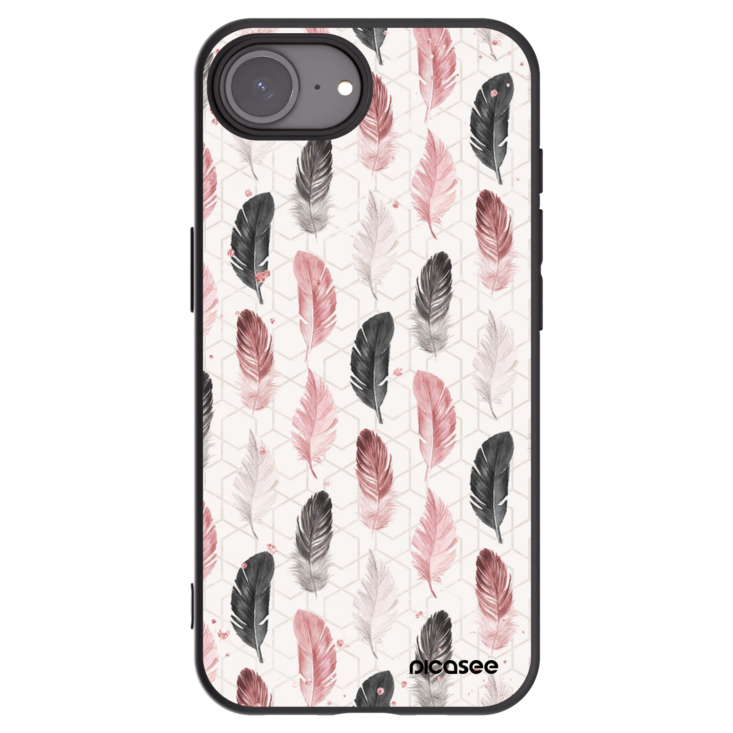 Picasee silikonski črni ovitek za Apple iPhone 16e - Feather 2