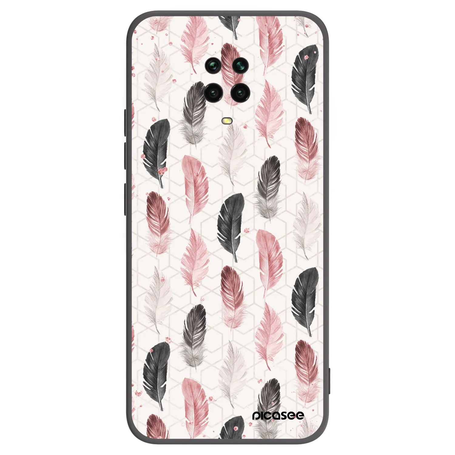 Picasee silikonski črni ovitek za Xiaomi Redmi Note 9 Pro - Feather 2