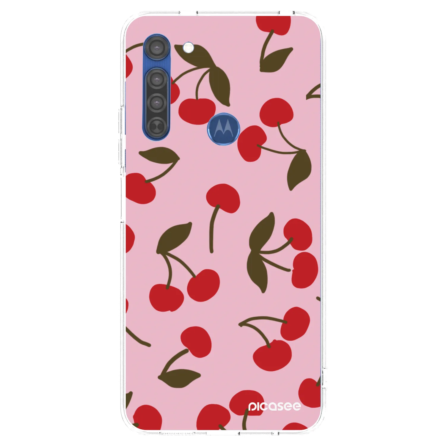Picasee silikonski prozorni ovitek za Motorola Moto G8 - Cherry