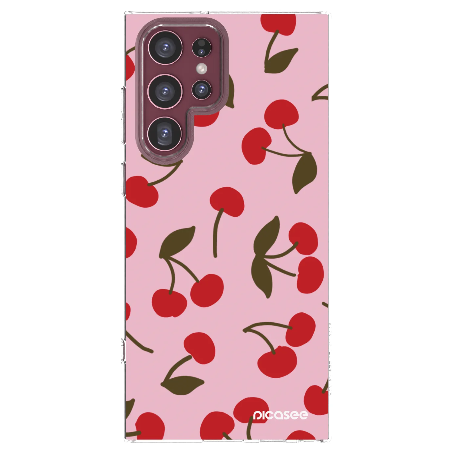 Picasee silikonski prozorni ovitek za Samsung Galaxy S22 Ultra 5G - Cherry