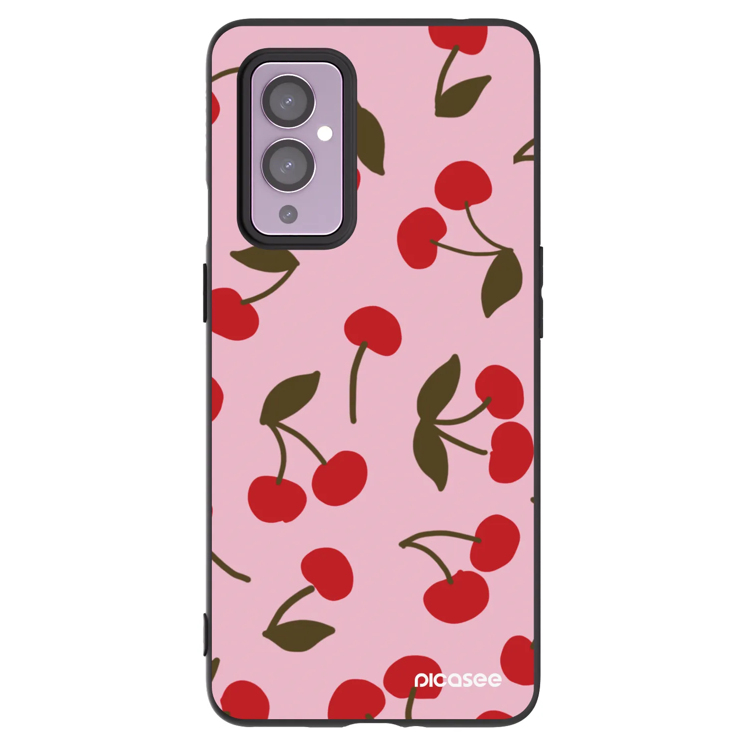 Picasee silikonski črni ovitek za OnePlus 9 - Cherry