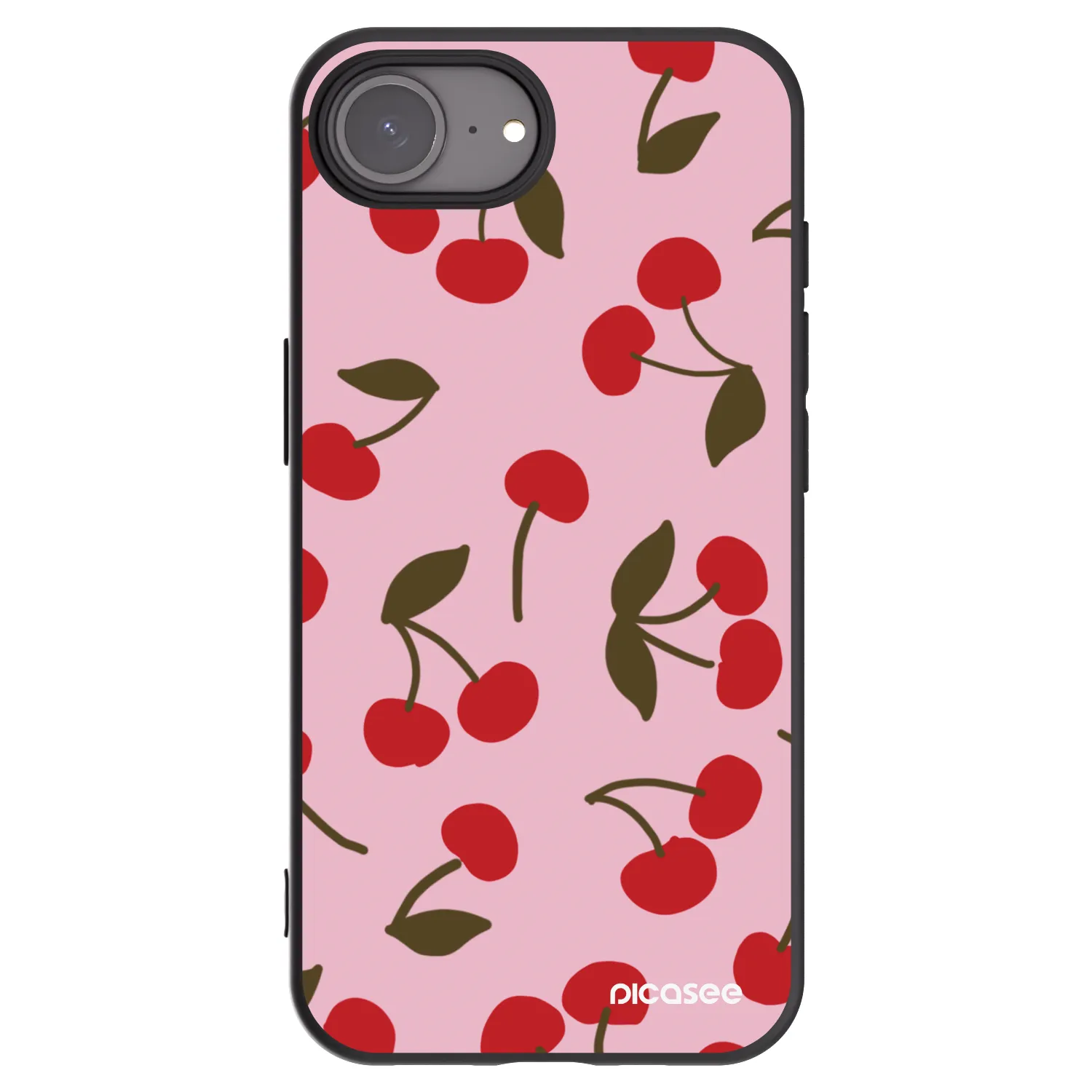 Picasee silikonski črni ovitek za Apple iPhone 17e - Cherry